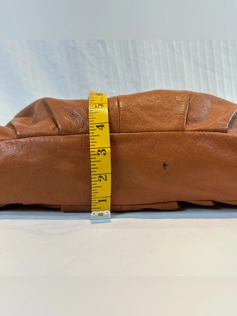 Structured Italian Leather Hobo Bag in Cognac with Wrapped Leather Accents